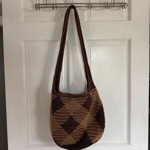 The Sak Limited Edition Brown and Tan Crochet Shoulder Bag